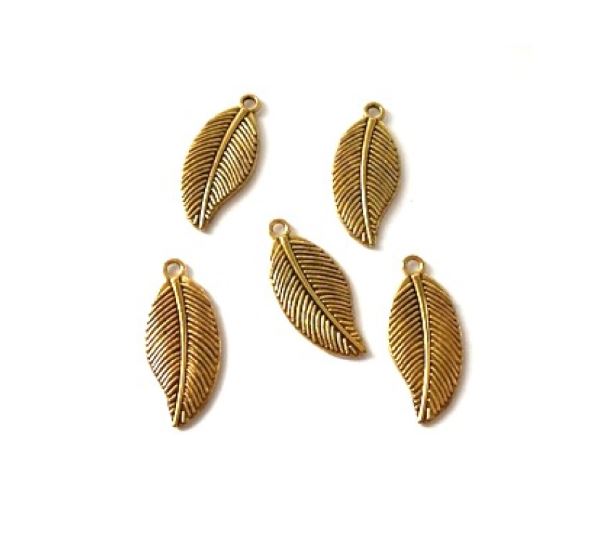 Metal Charms Feather - Gold