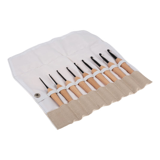 Beech Wooden Handle: Pack of 9 crochet hooks