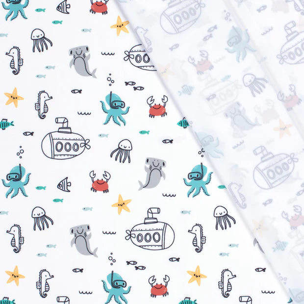 Swimwear Jersey UPF50 Recycled Animals Optical White