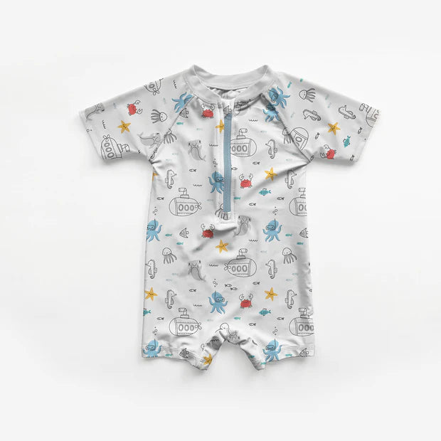 Swimwear Jersey UPF50 Recycled Animals Optical White