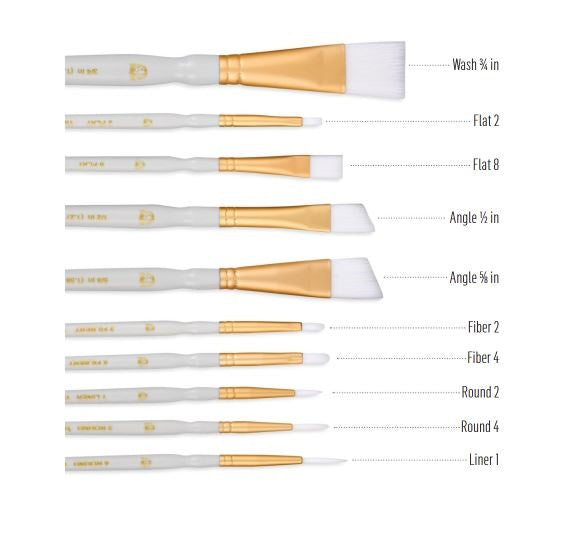 White Nylon Brush Set - 10stk