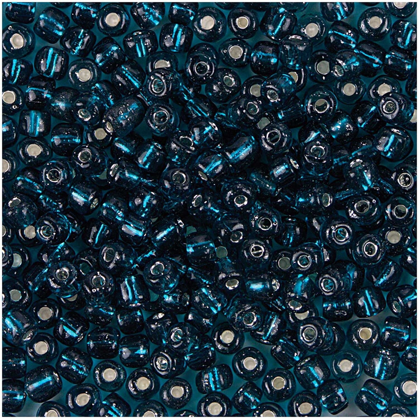 Perlur Rocaille 4mm - Petrol/Silver