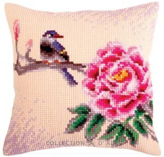 Útsaumur - Flower and bird