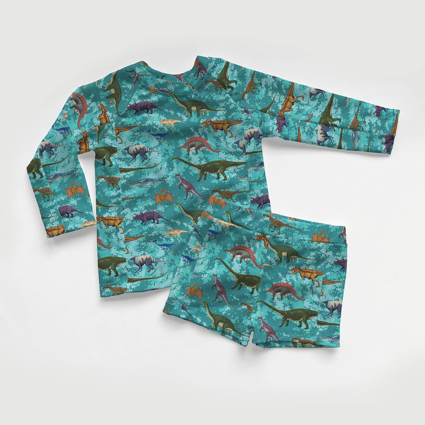 Swimwear Jersey UPF50 Recycled Dinosaurs Petrol