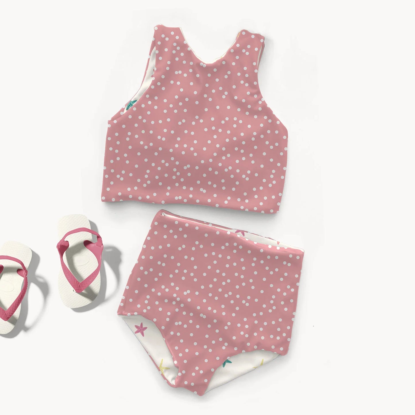 Swimwear Jersey UPF50 Recycled Dots Salmon