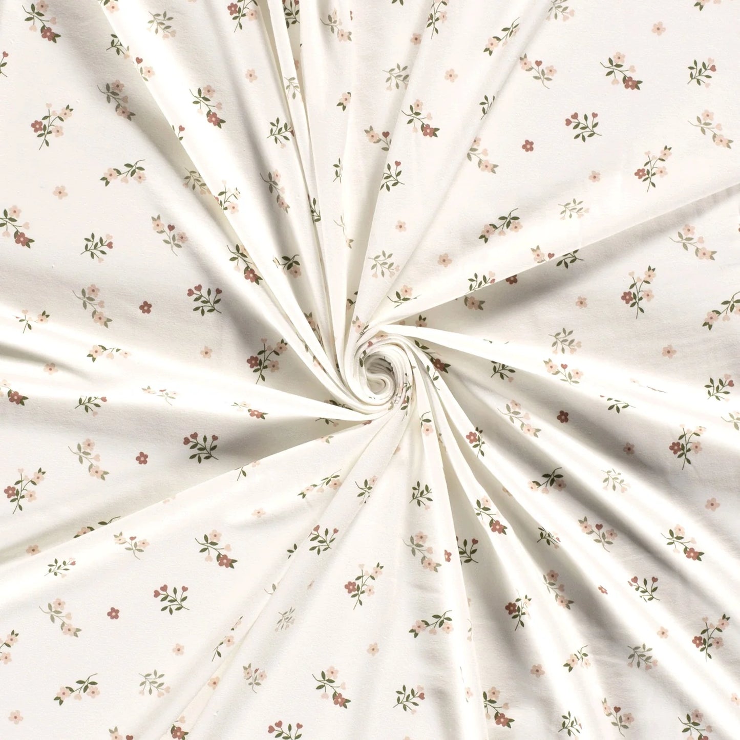 Bómullarjersey - Flowers Off White