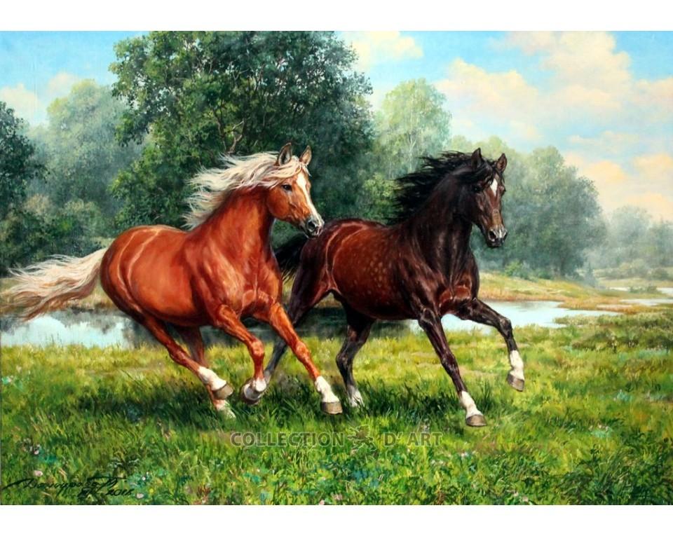 Diamond Painting - Galloping horses