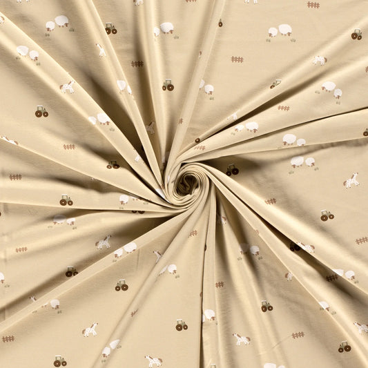 Bómullarjersey - Farms Beige