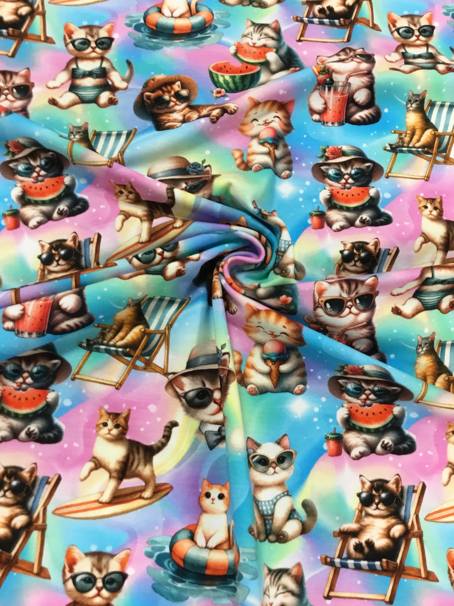 Bómullarjersey - Summer cats