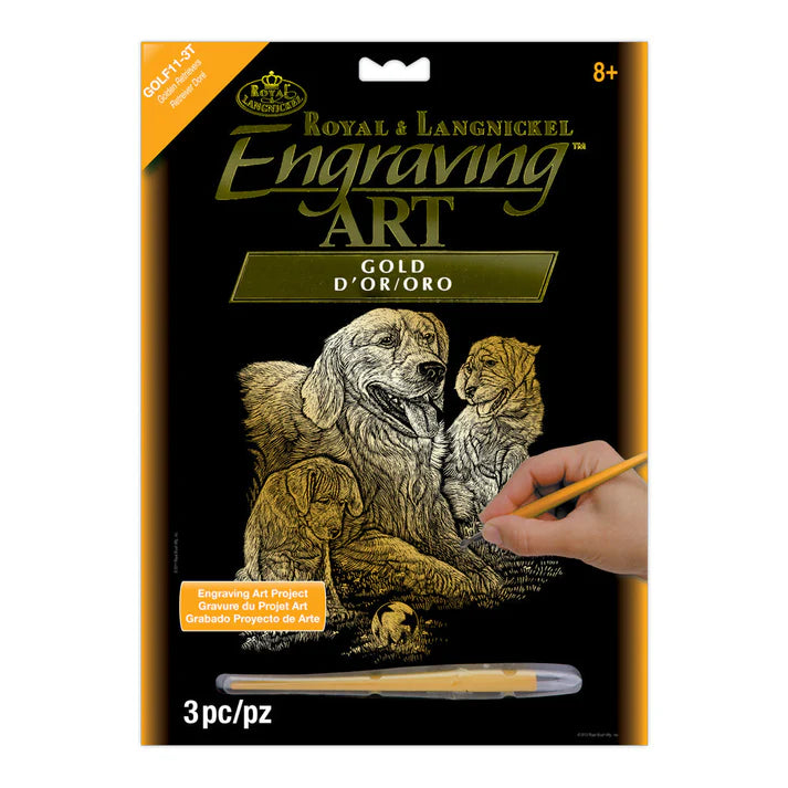Engraving Art - Gold Foil / Retrievers & Puppies