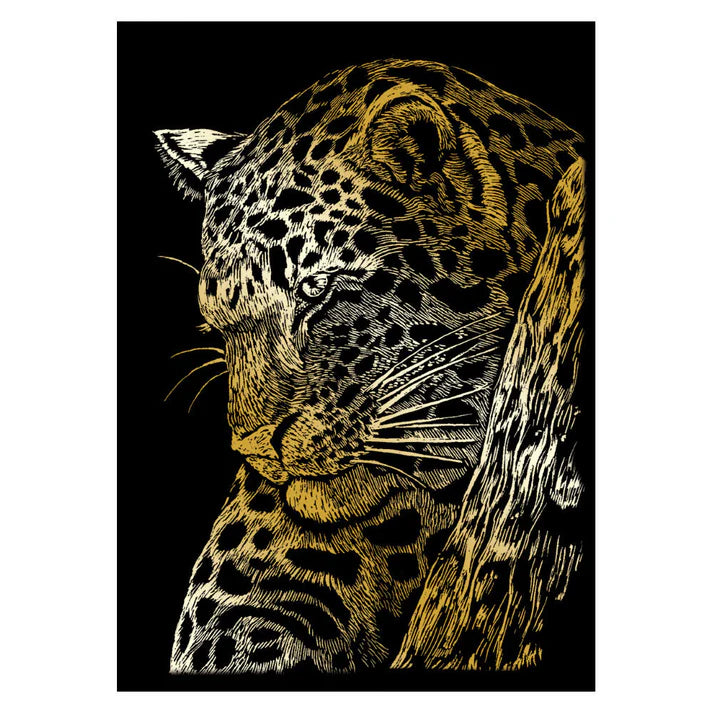 Mini Engraving Art Gold - Leopard in Tree