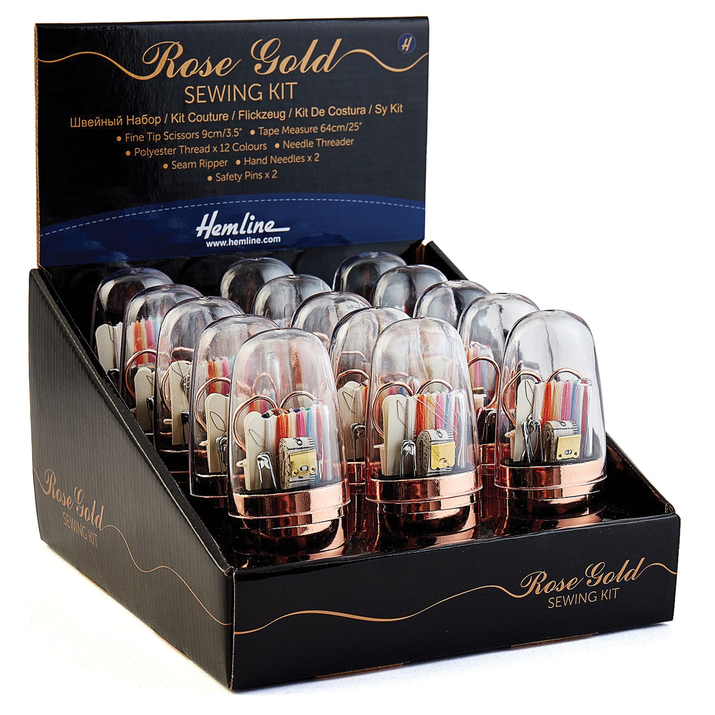 Sewing Case: Bullet: Rose Gold: 15 Pieces