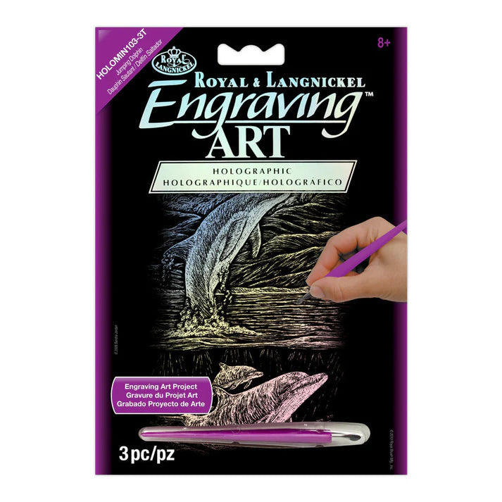 Mini Engraving Art Holographic - Dolphin