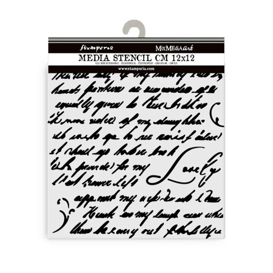 Stensill 12x12sm - Masquerade handwriting