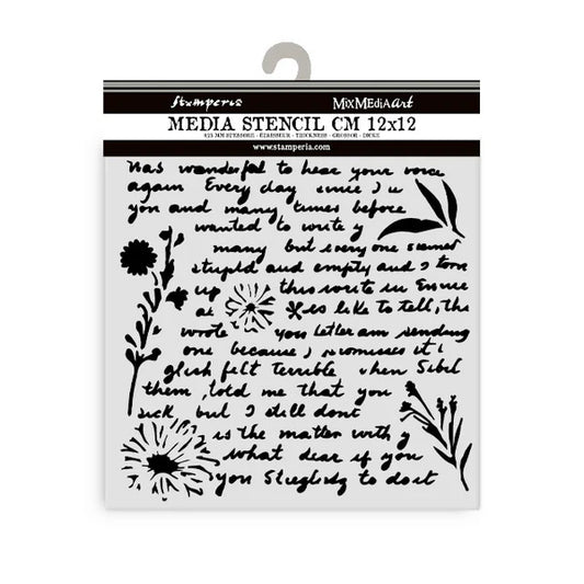 Stensill 12x12sm - Writings pattern