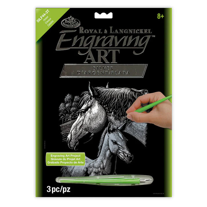 Engraving Art - Silver Foil / Horses