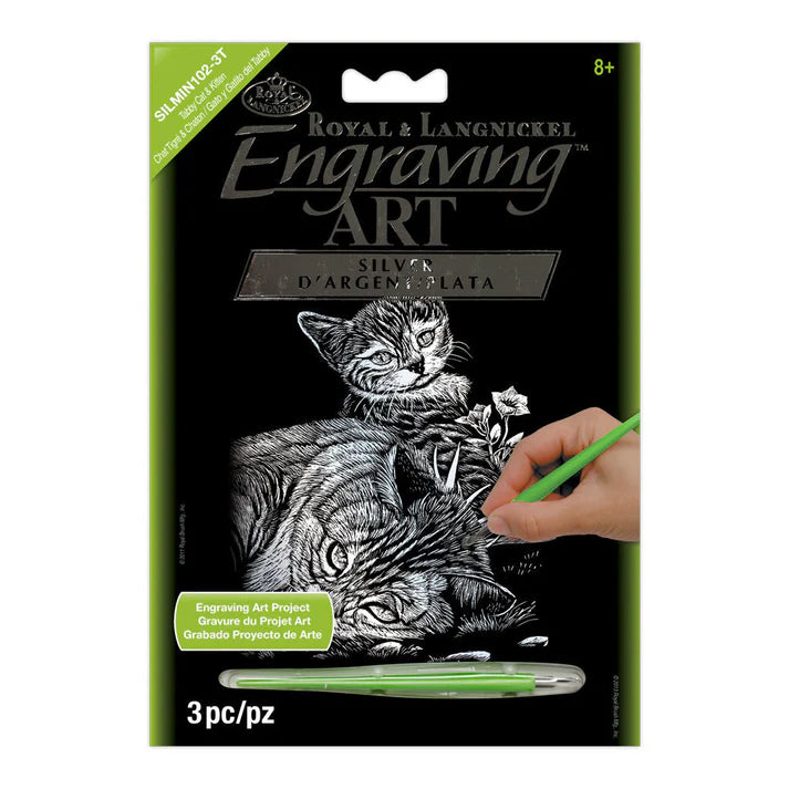 Mini Engraving Art Silver - Kitten & Cat