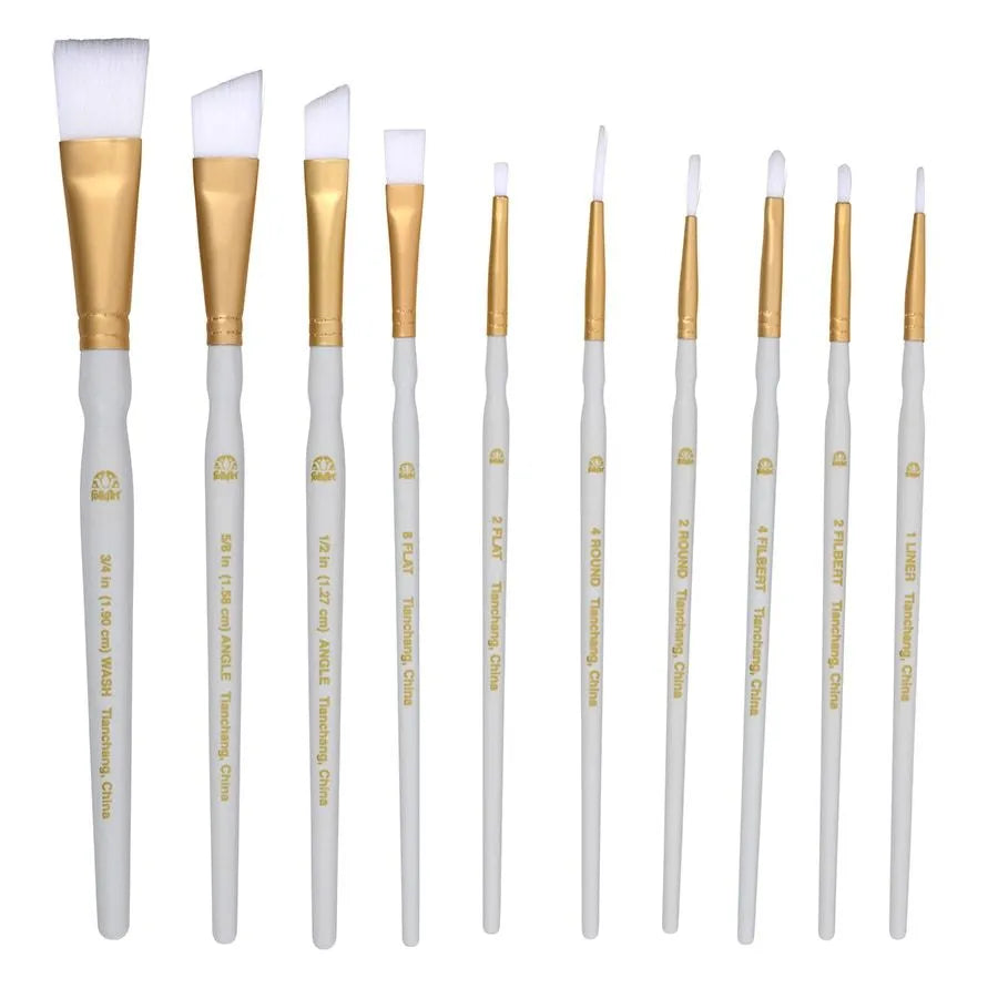 White Nylon Brush Set - 10stk