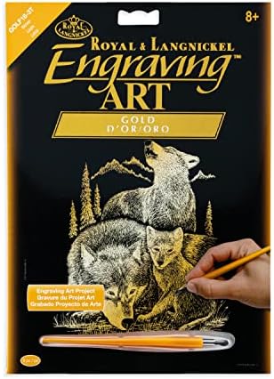 Engraving Art - Gold Foil / Wolves