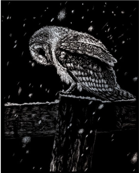 Engraving Art - Silver Foil / Snowfall at Night