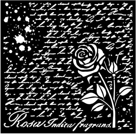 Stensill 18x18sm - Rose Perfume Manuscript