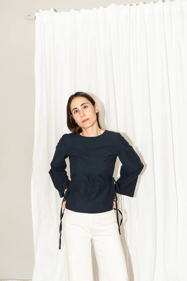Puff and Pencil - Tie Waist Blouse + Cone Sleeves