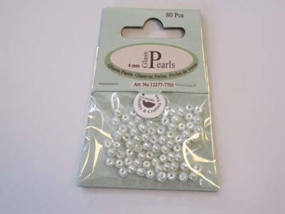 Glass Pearls 4mm - White