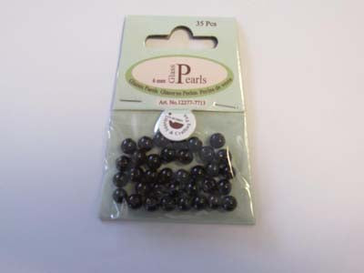 Glass Pearls 6mm - Black