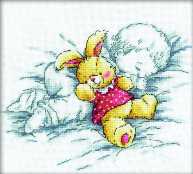 Útsaumur - Cross-stitch kit "Baby and Rabbit"
