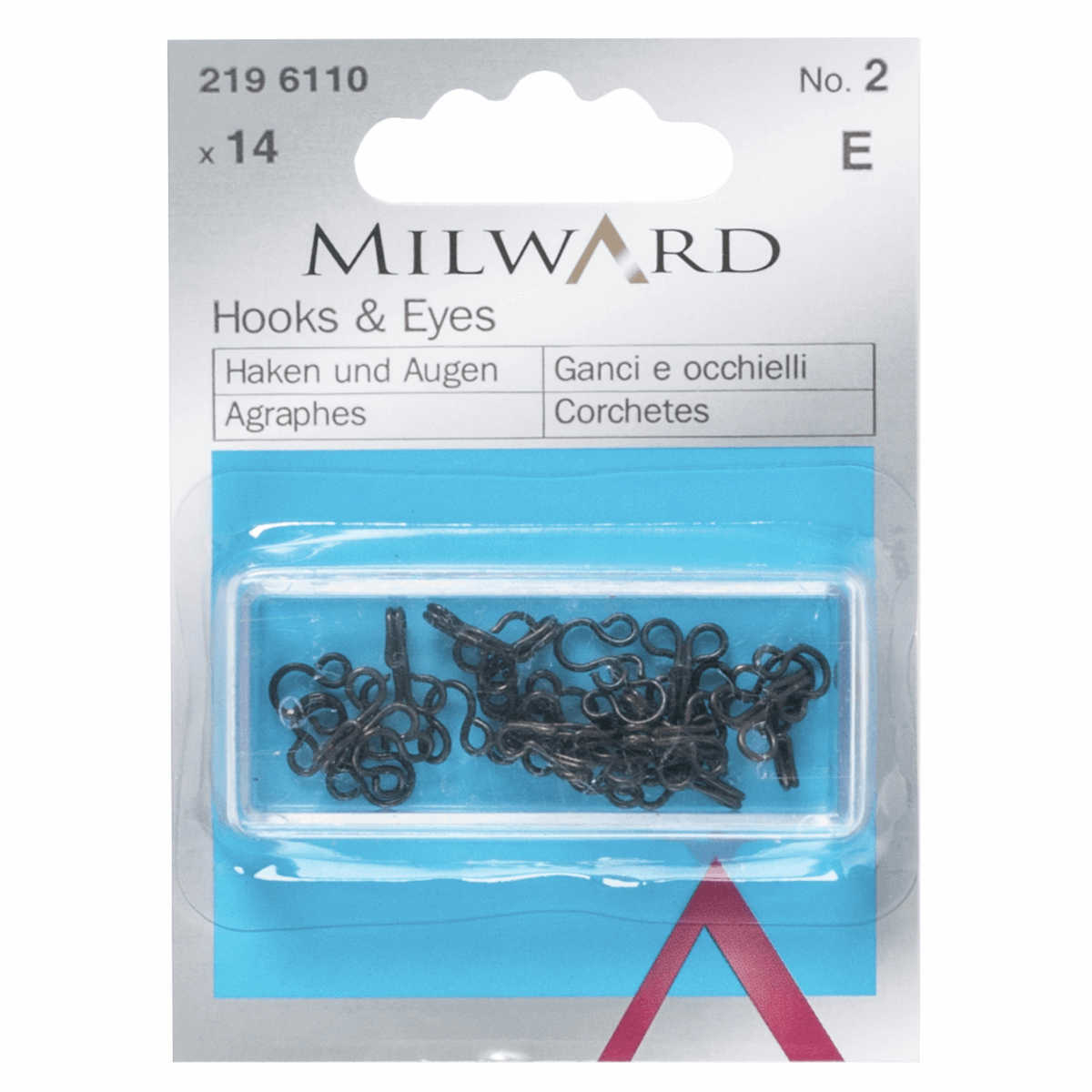 Krækjur svartar - No. 2 14stk