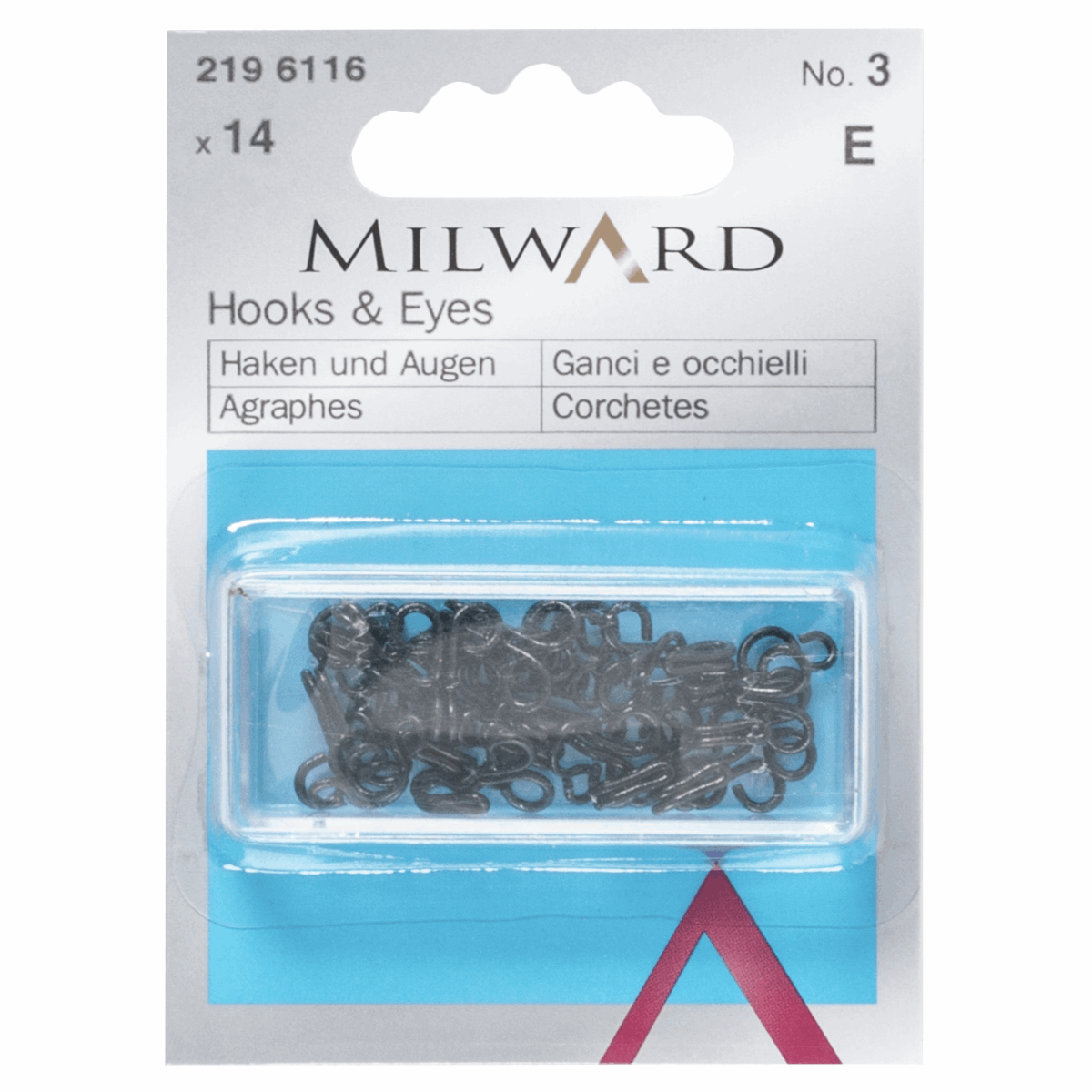 Krækjur svartar - No. 3 14stk