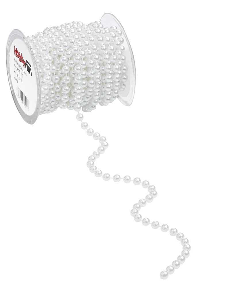 Perluband - Hvítt 8mm