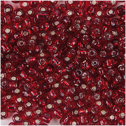 Perlur Rocaille 4mm - Red/Silver