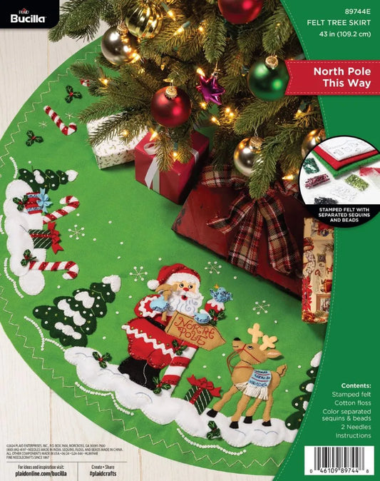 Bucilla - North pole this way Tree Skirt