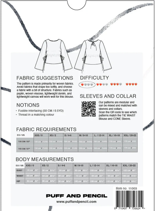 Puff and Pencil - Tie Waist Blouse + Cone Sleeves