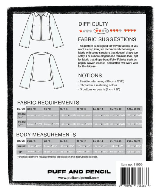Puff and Pencil - Collared Blouse + Cone Sleeves