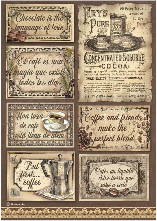 Ríspappír A4 - Coffee and Chocolate labels