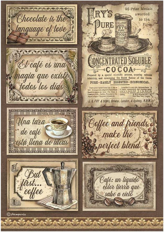 Ríspappír A4 - Coffee and Chocolate labels