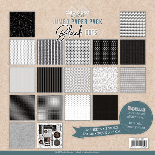 Card Deco Essentials - Jumbo Paperpack Black Dots