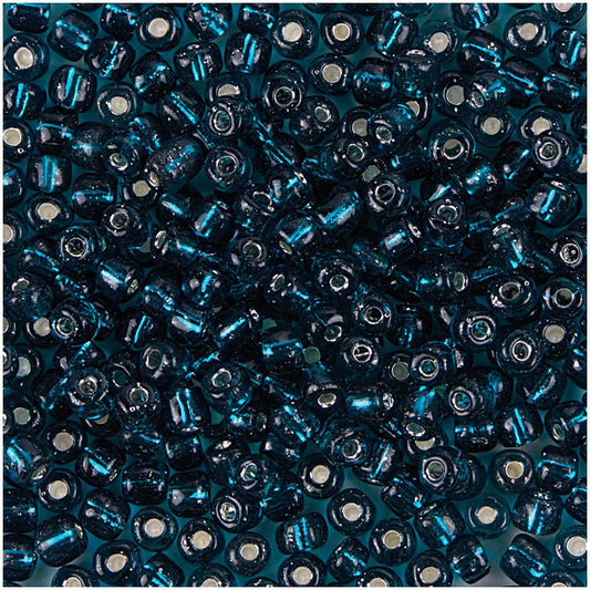 Perlur Rocaille 4mm - Petrol/Silver