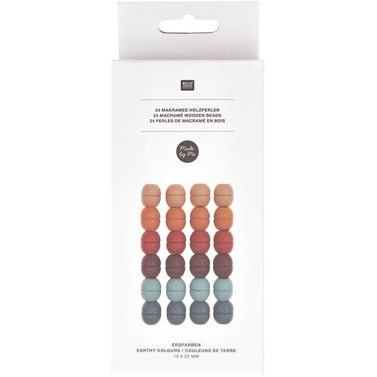 Macaramé beads 24stk - Earth Tones