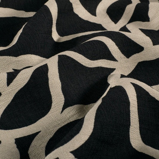 Viscose Nylon Ottoman - Flowers Beige