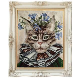 Útsaumur - A cat named Cornflower