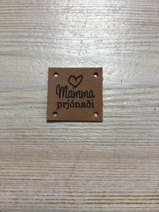 Leðurmerki - Mamma prjónaði