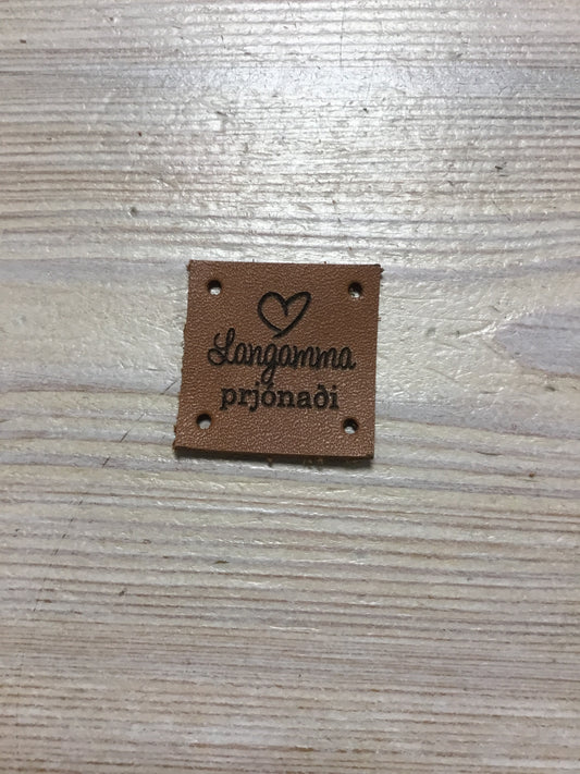 Leðurmerki - Langamma prjónar