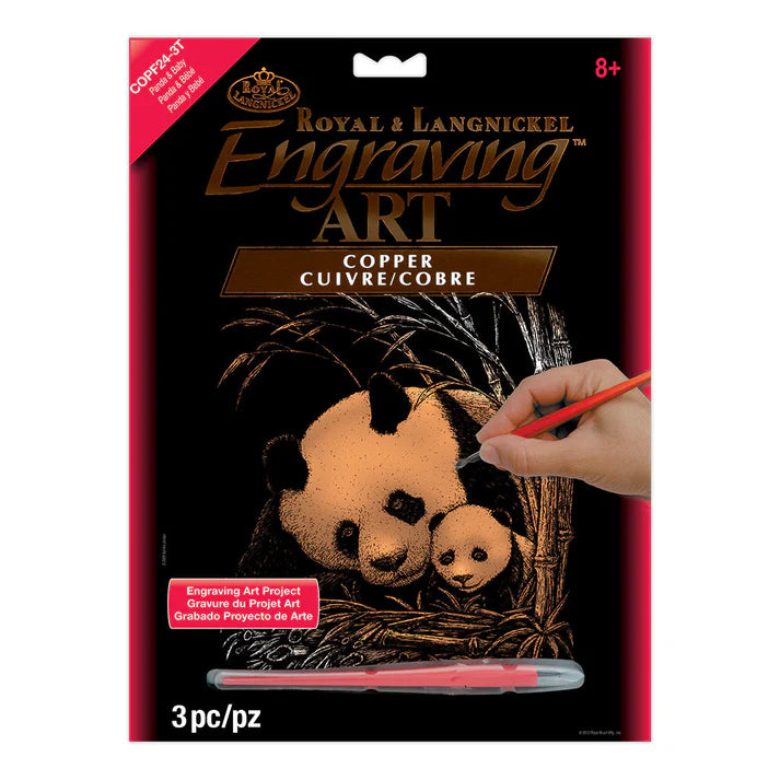 Engraving Art - Copper Foil / Panda + Baby