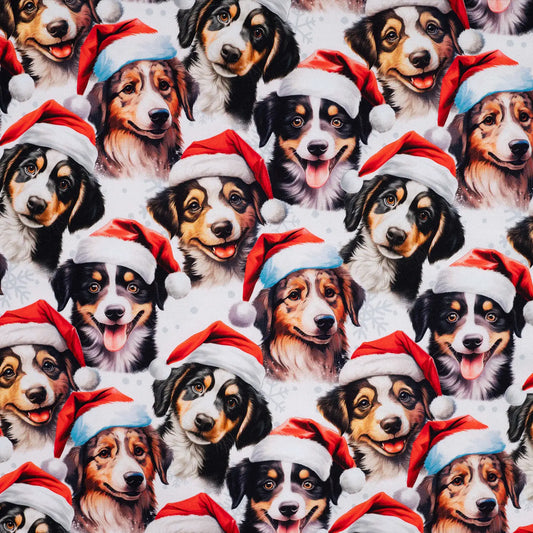 French Terry - Christmas Dogs Ecru