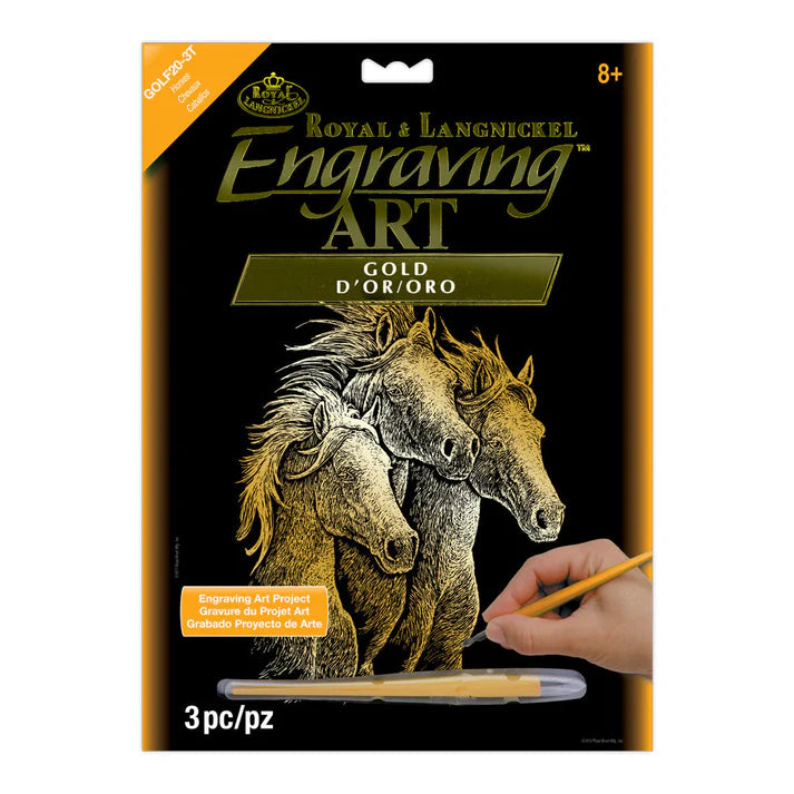 Engraving Art - Gold Foil / Horses