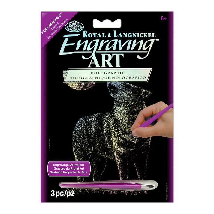 Mini Engraving Art Holographic - Wolf
