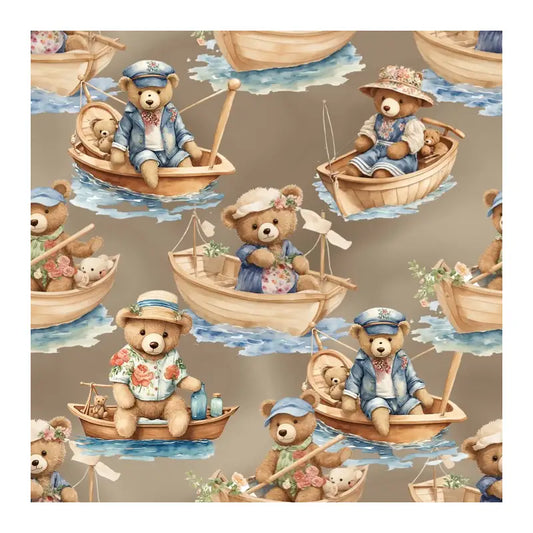 Bómullarjersey - Boat Bear